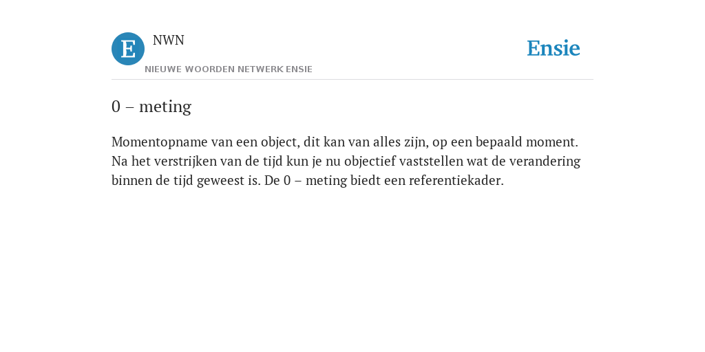 Wat Is Een 0 Meting