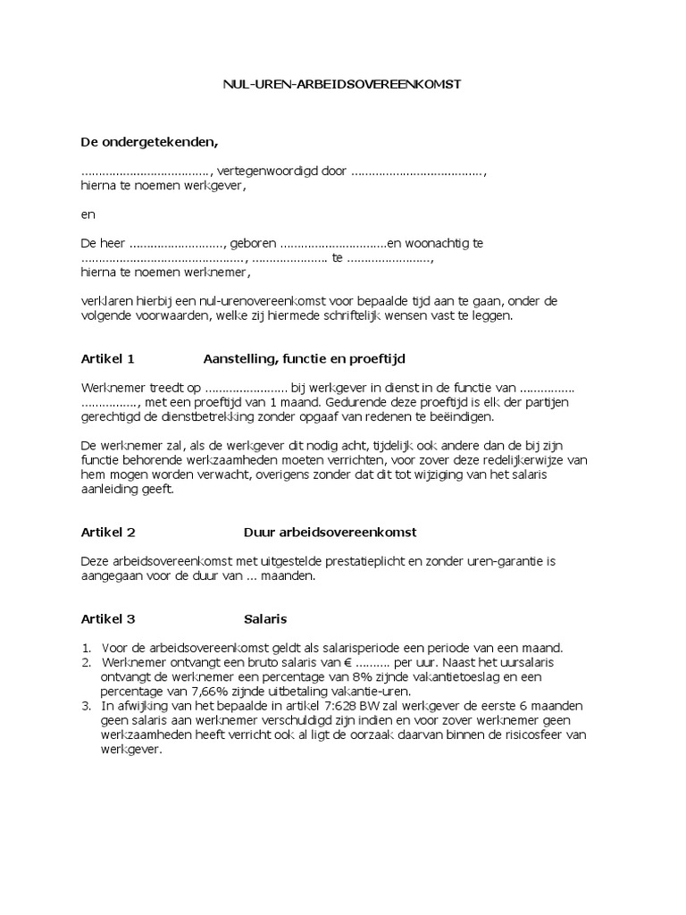Zwangerschapsverlof En 0 Uren Contract