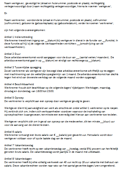 0 Urencontract Voorbeeld - Zwangerschapsverlof En 0 Uren Contract