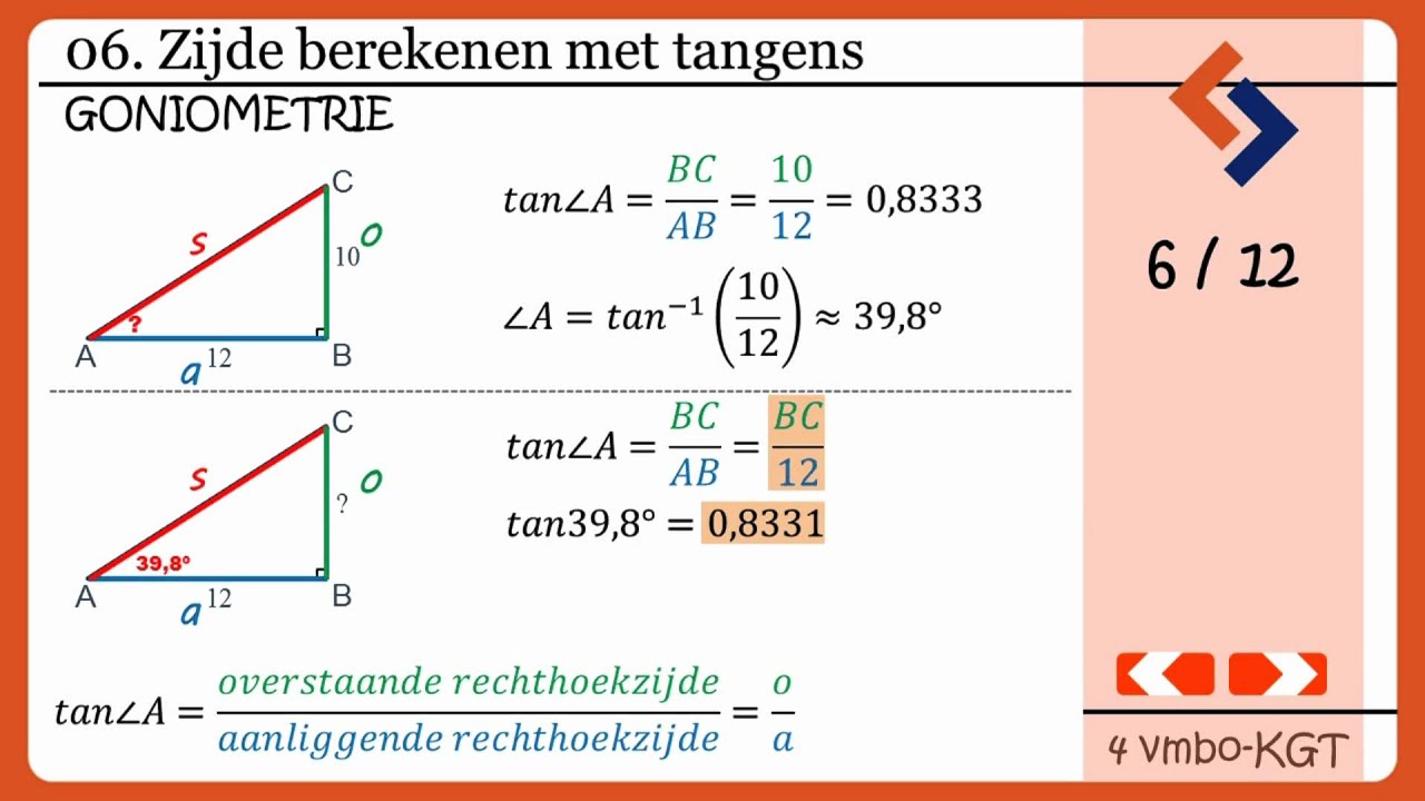06. Zijde berekenen met tangens (Serie goniometrie) - YouTube - Schuine Zijde Berekenen Van Een Driehoek