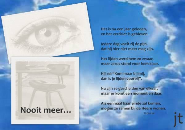 1001 Gedichten & Gedichtjes - Gedicht 'Nooit meer…' door Janneke Troost - Gedicht Nooit Meer Samen