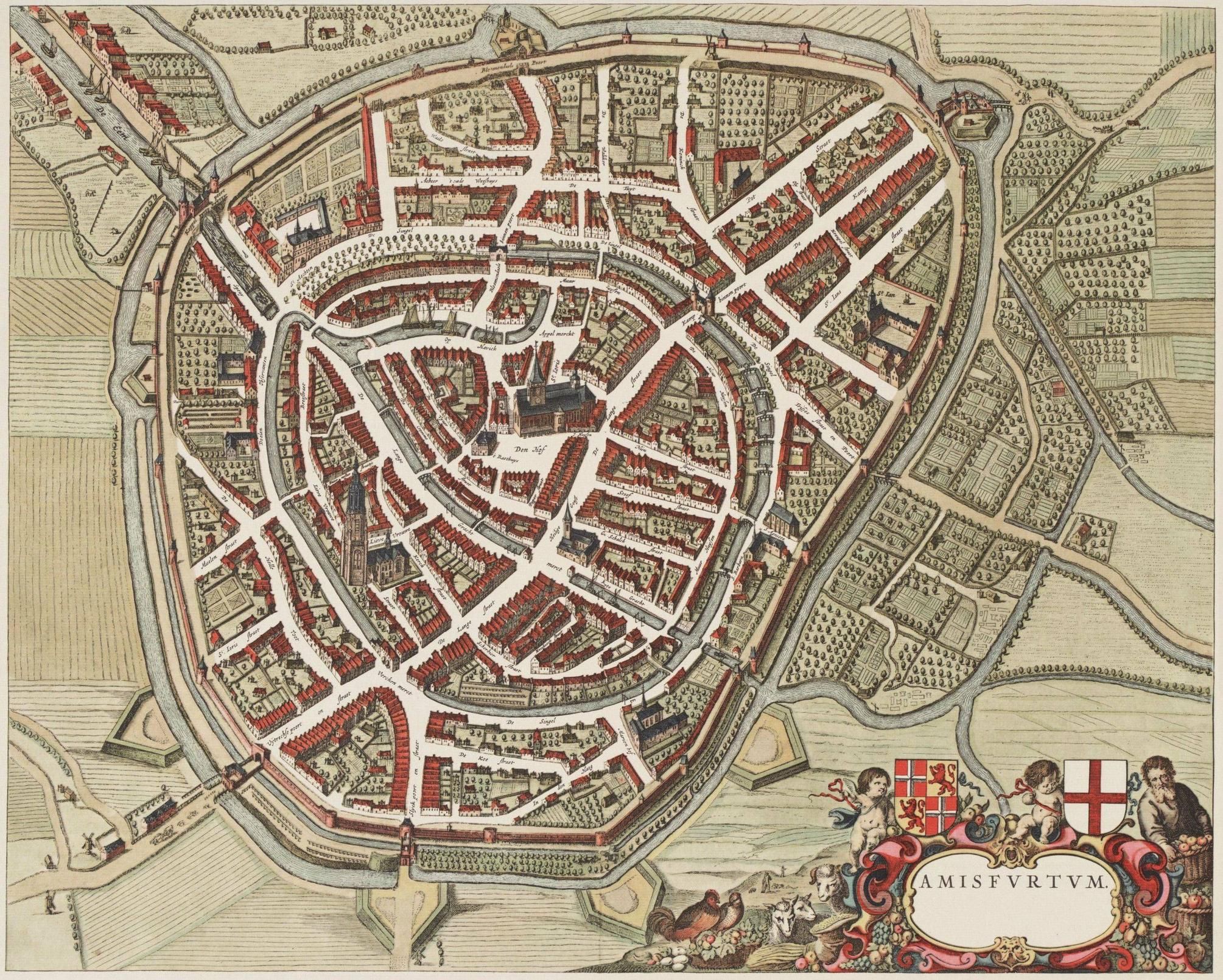 1649 Map of Amersfoort, Netherlands - De Stad In De Middeleeuwen