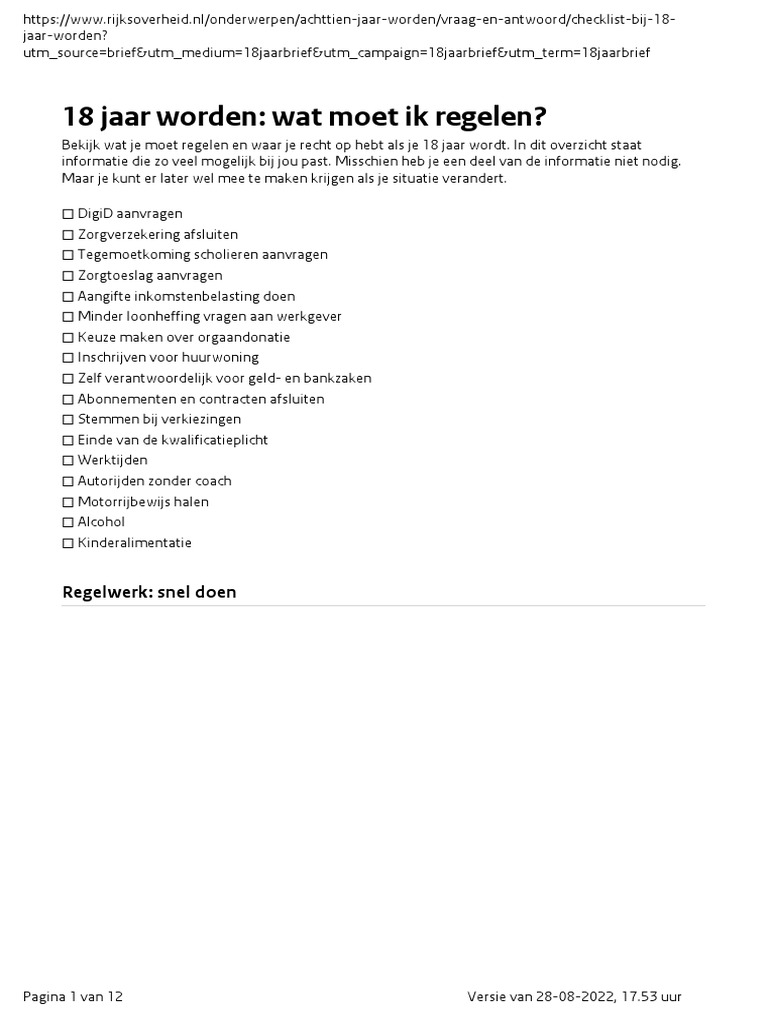 18 Jaar Worden Wat Moet Ik Regelen | PDF - Wat Mag Je Met 18 Jaar