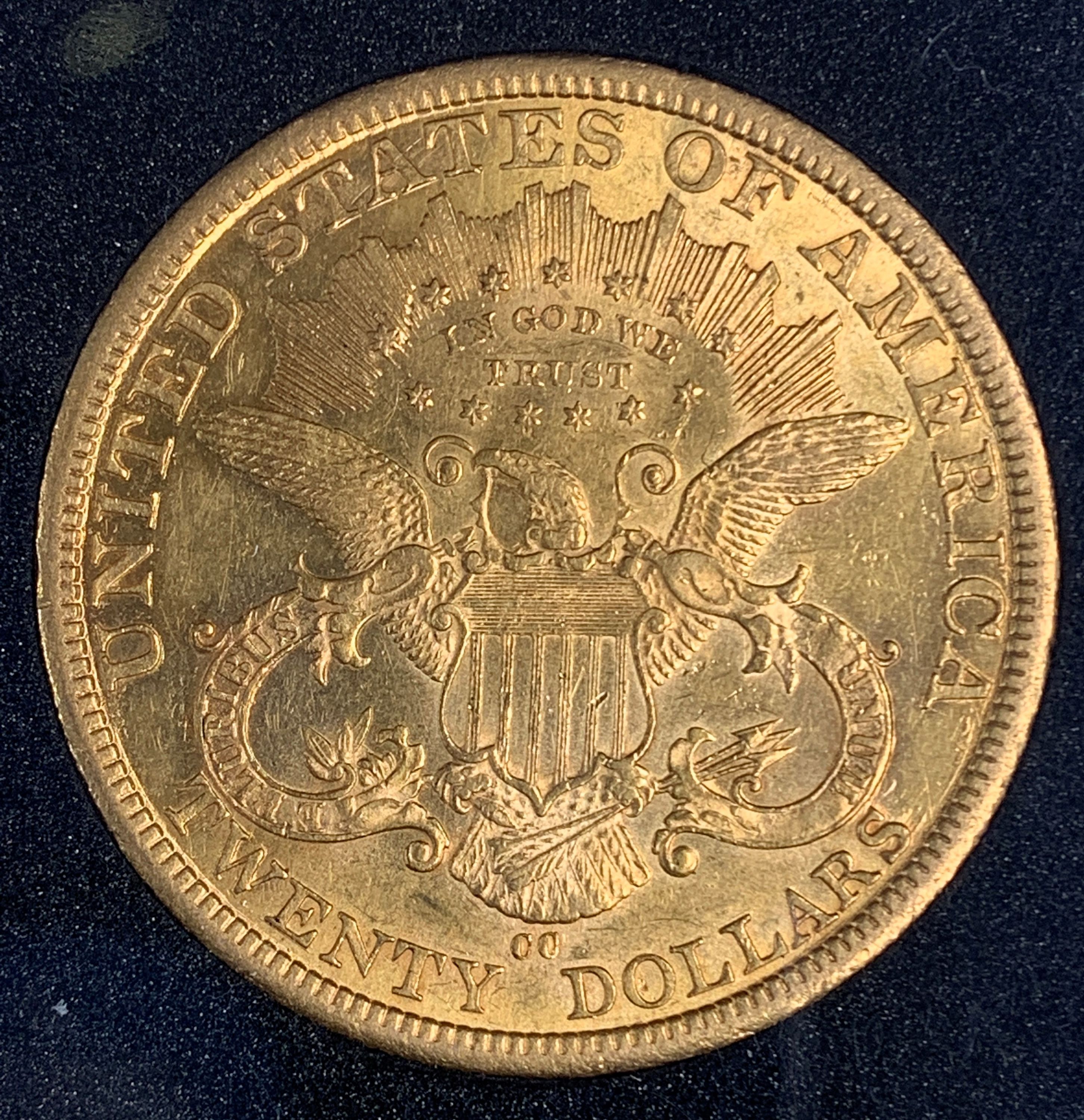 1877-CC $20 Lib Double Eagle, Choice AU58. - For Sale, Buy Now Online - 20 Gram Suiker Hoeveel Eetlepels