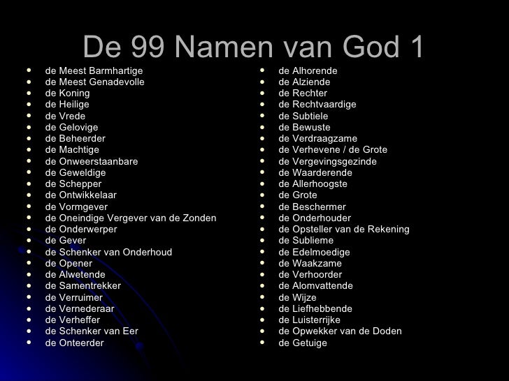 God U Kent De Namen