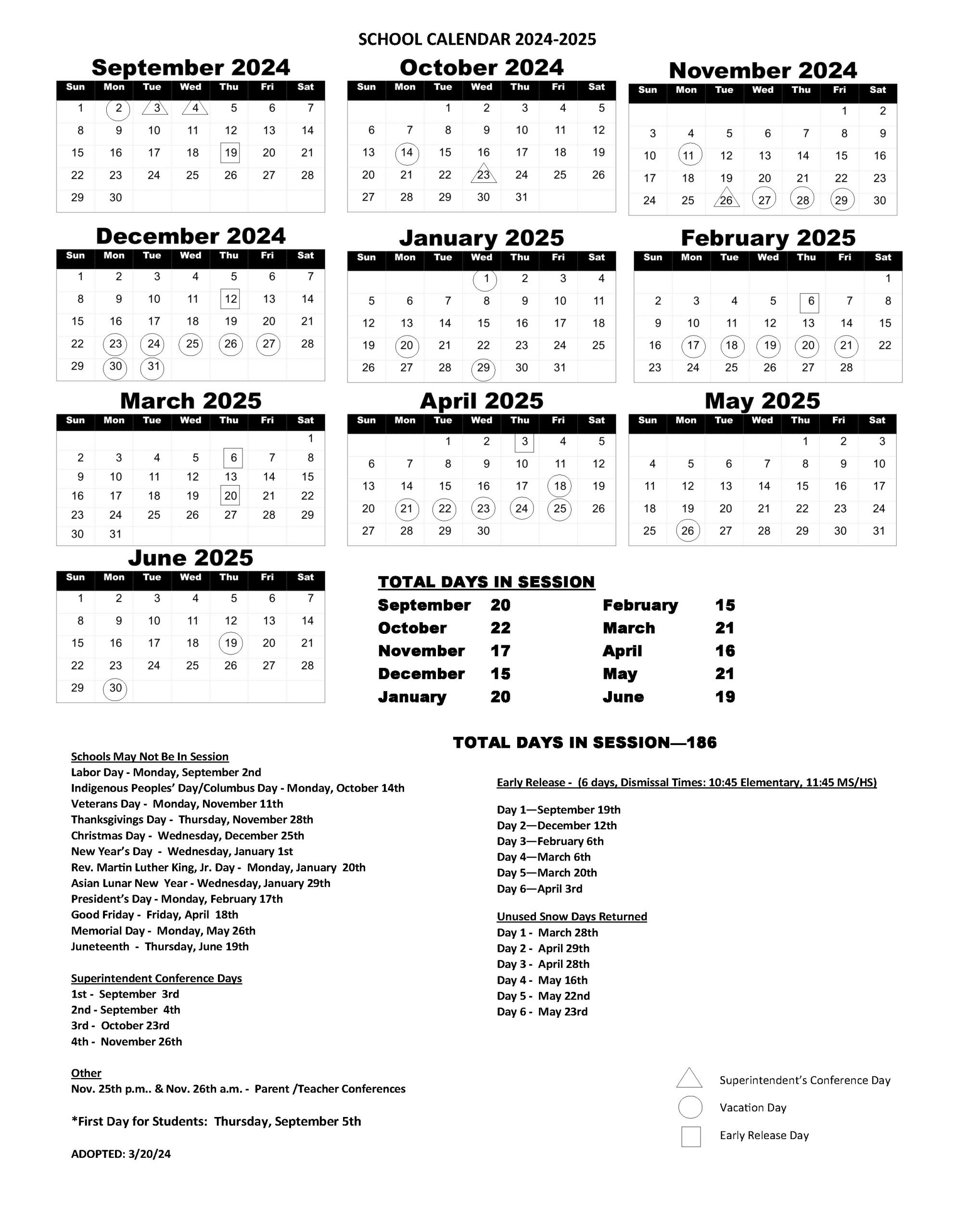 2024-2025 School Calendar – AuSable Valley Central School District - Academic Calendar Nhl Stenden 2024 2025