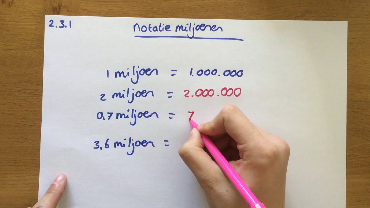 2.3.2 Notatie miljoenen - YouTube - Hoe Schrijf Je Miljoen In Cijfers