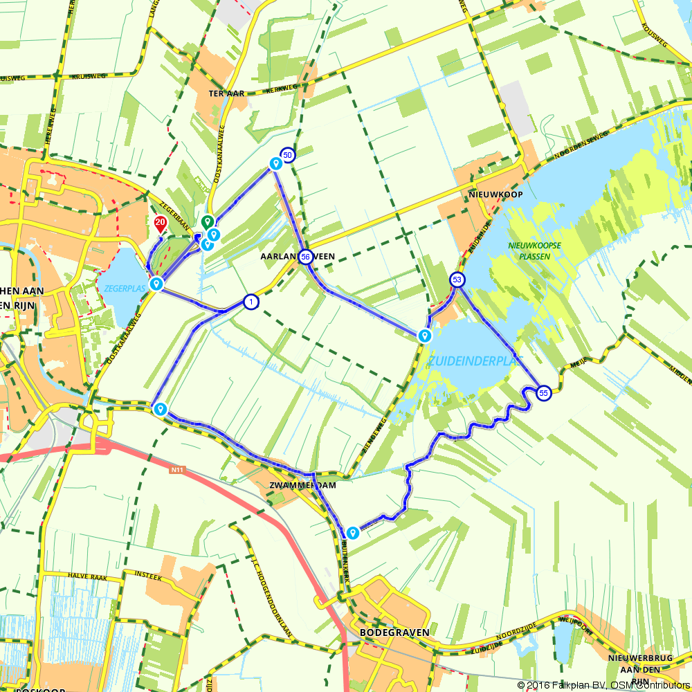 339771 Route through Alphen aan den Rijn - Riviertje Door Alphen Aan De Rijn
