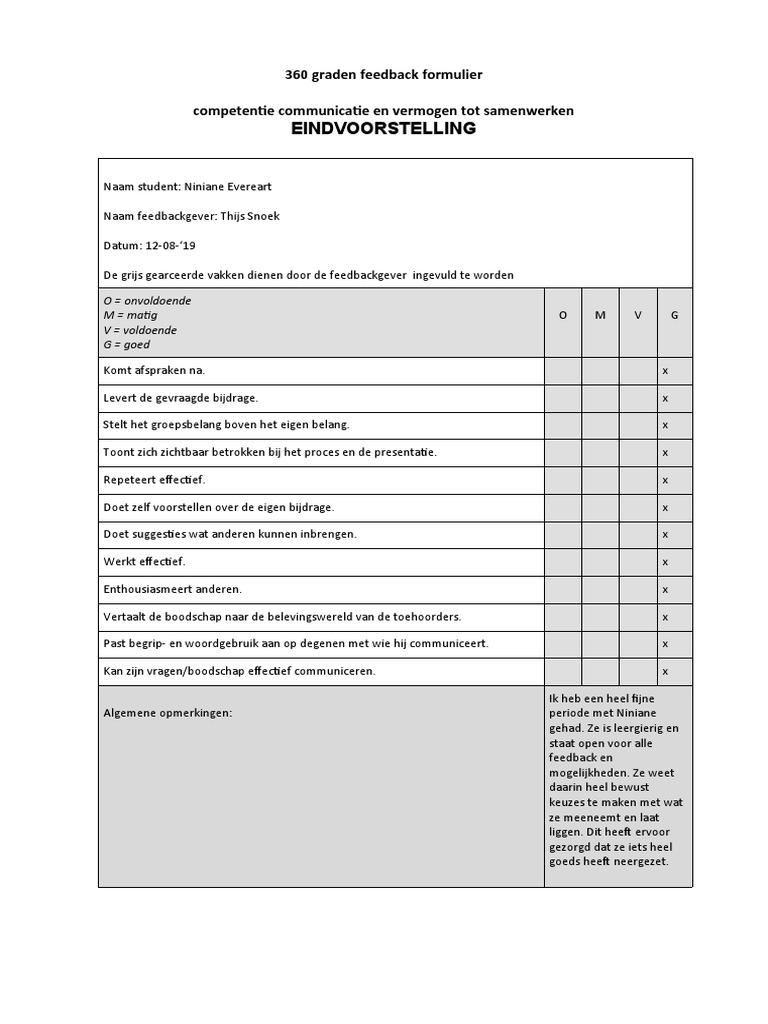 360 Graden Feedback Formulier Eindv JR 3 | PDF - 360 Graden Feedback Formulier Downloaden