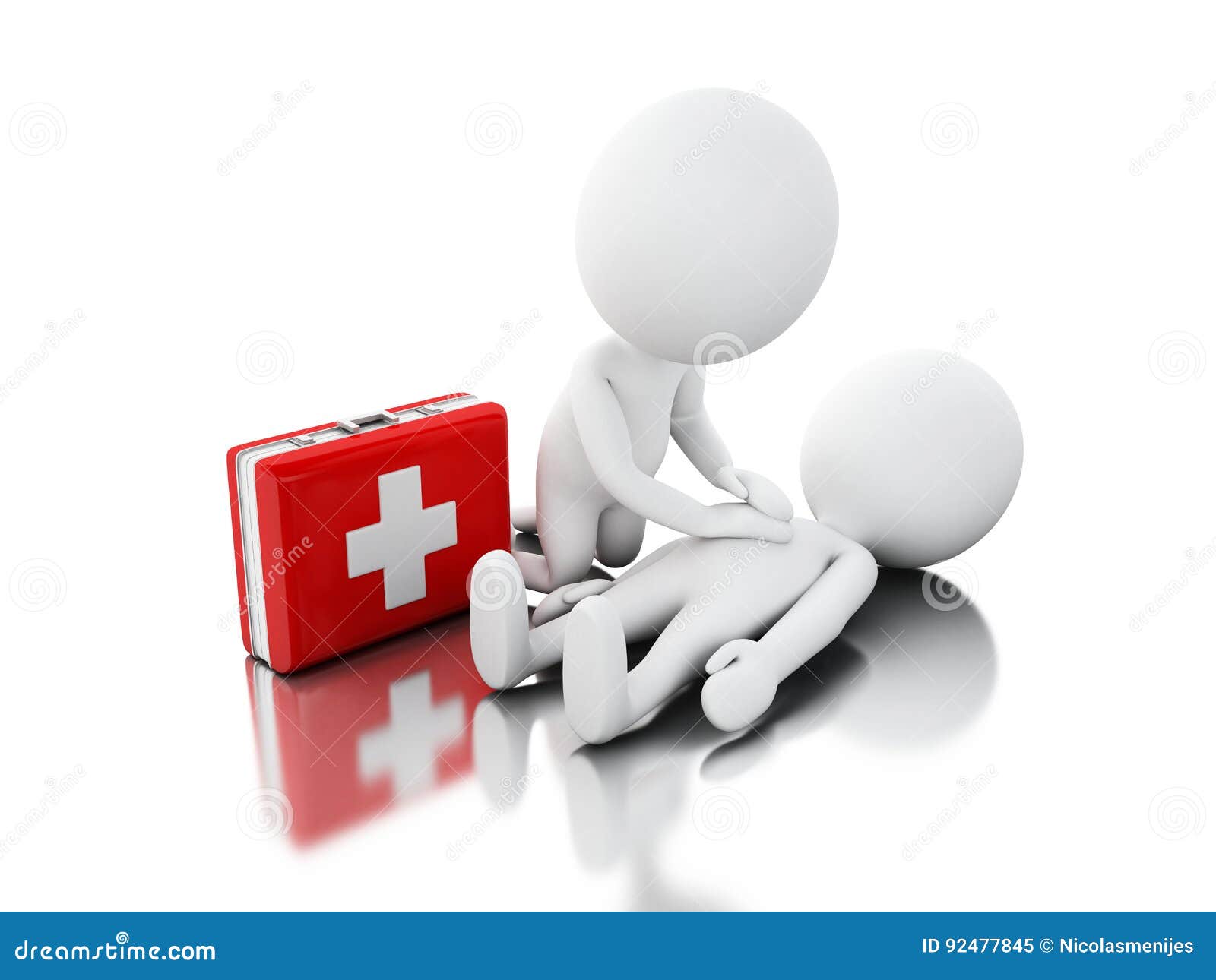 3d White People Providing First Aid Support Stock Illustration - Afkorting Eerste Hulp Bij Ongevallen