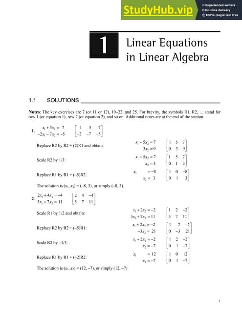 Linear Algebra And Its Applications Solutions