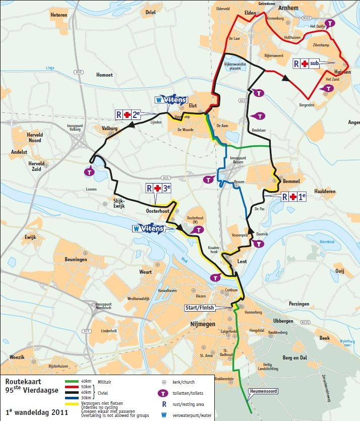 4-daagse Nijmegen Bike Route, Cycling Route, Route Map, Dutch People - Wanneer Is De Vierdaagse Van Nijmegen