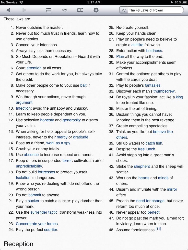 48 Laws Of Power Rules