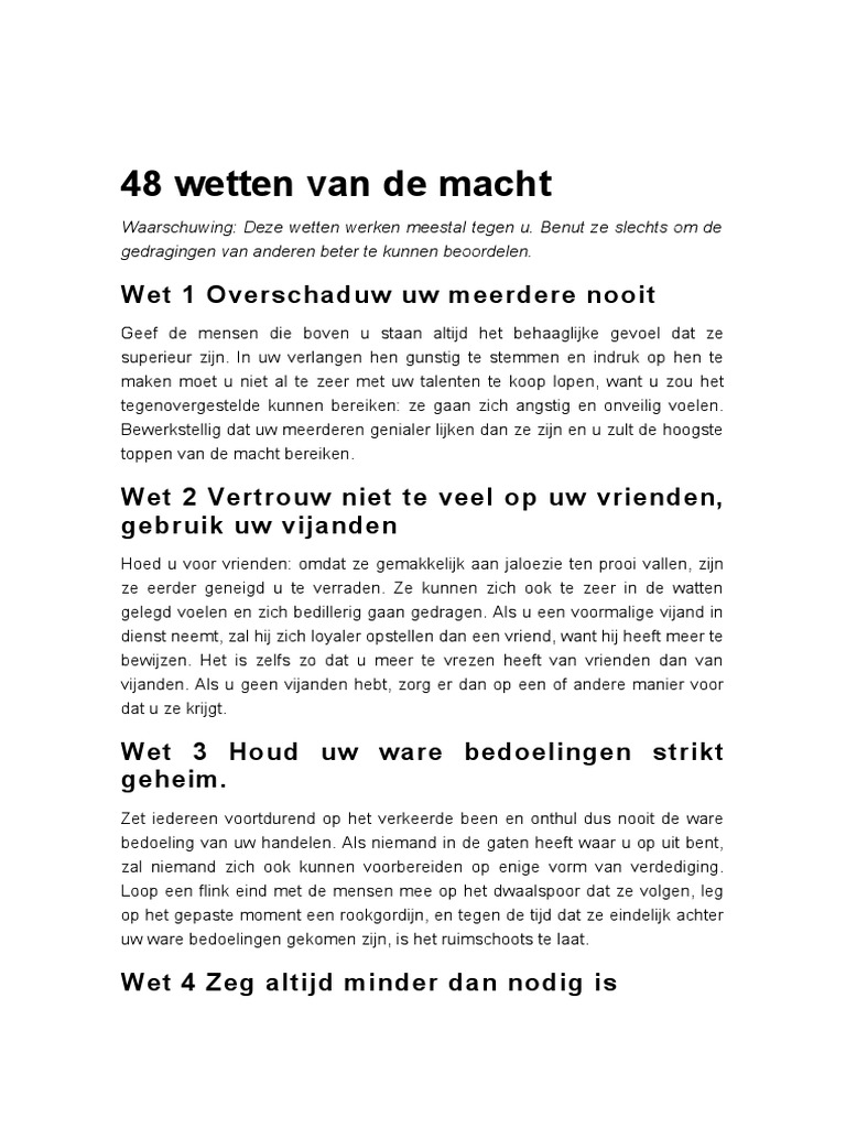 48 Wetten Van de Macht | PDF - De 48 Wetten Van Macht