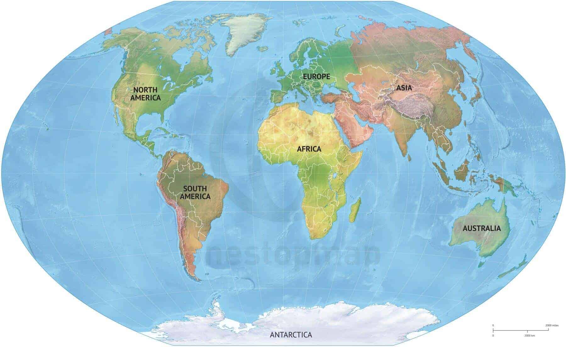 6 Continents Map - Hoeveel Continenten Zijn Er Op Aarde