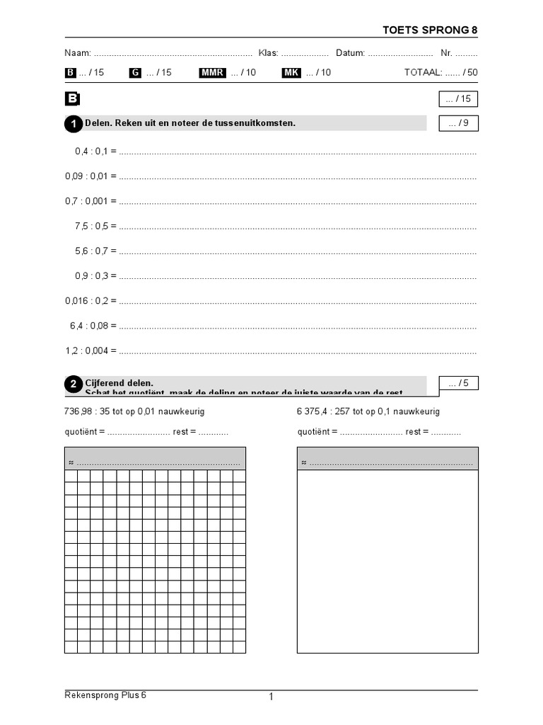 6L-Rekensprong Plus 6 Sprong 8 Toets Sprong 8 | PDF - Brandaan Groep 8 Toets Antwoorden