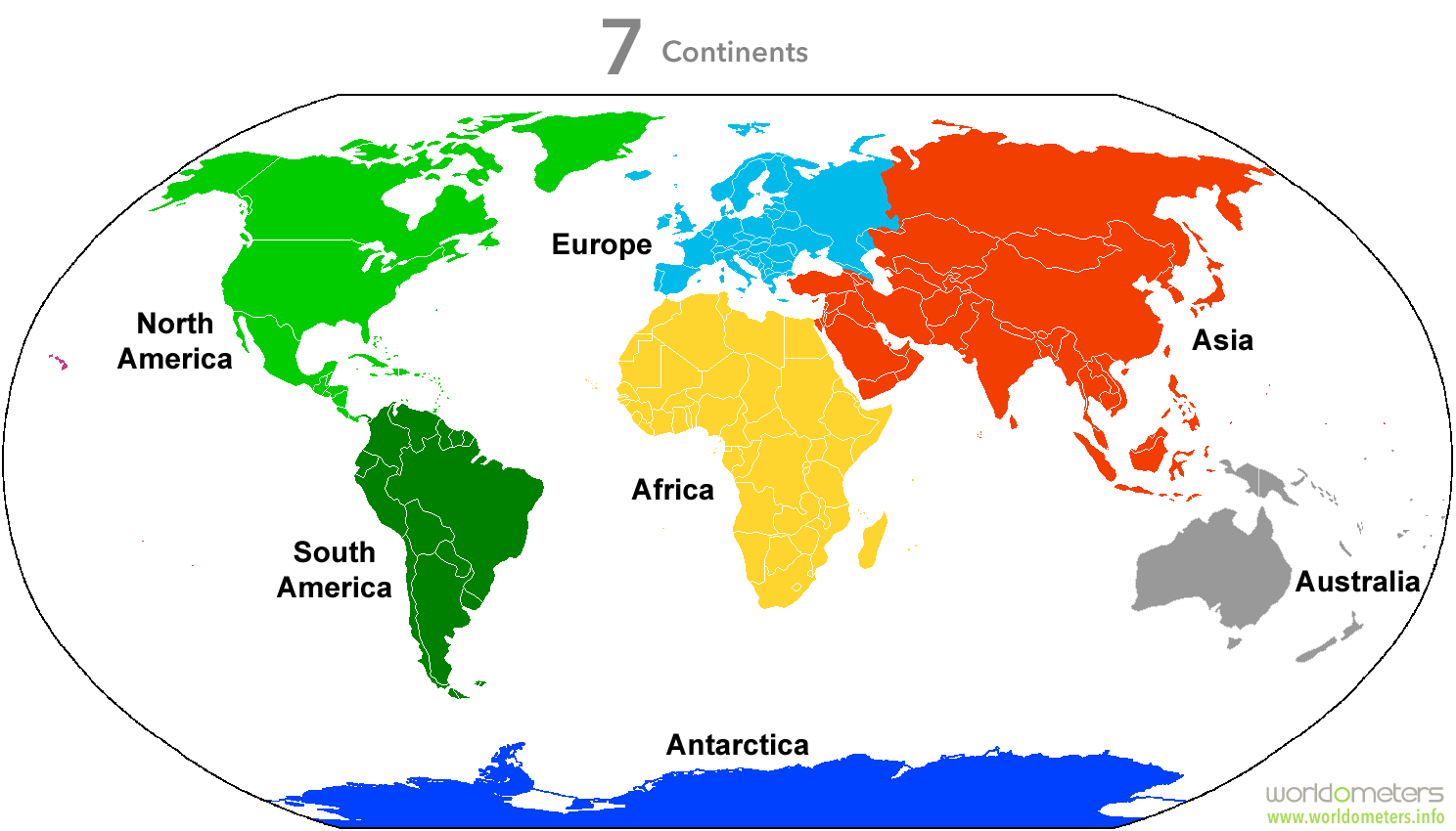 7 Continents of the World - Worldometers - De 7 Continenten Van De Wereld