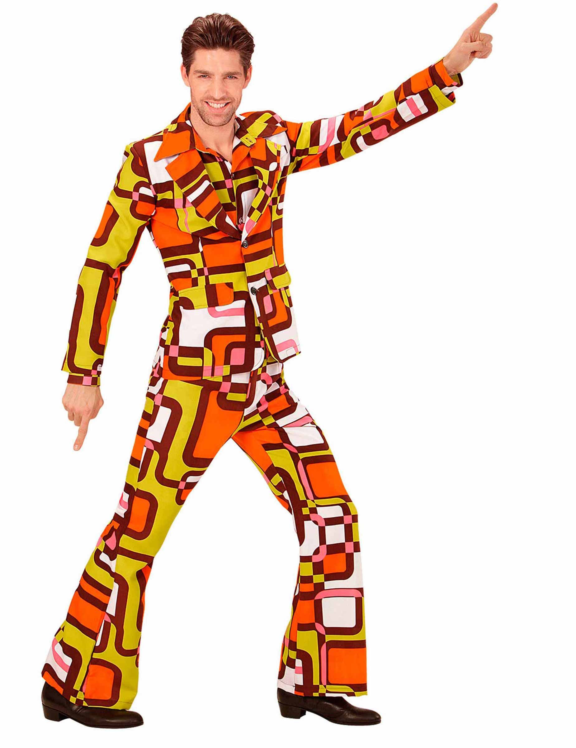70er-Disco-Anzug 70er-Outfit orange-gelb , günstige Faschings Kostüme - Kleding Jaren 70 En 80