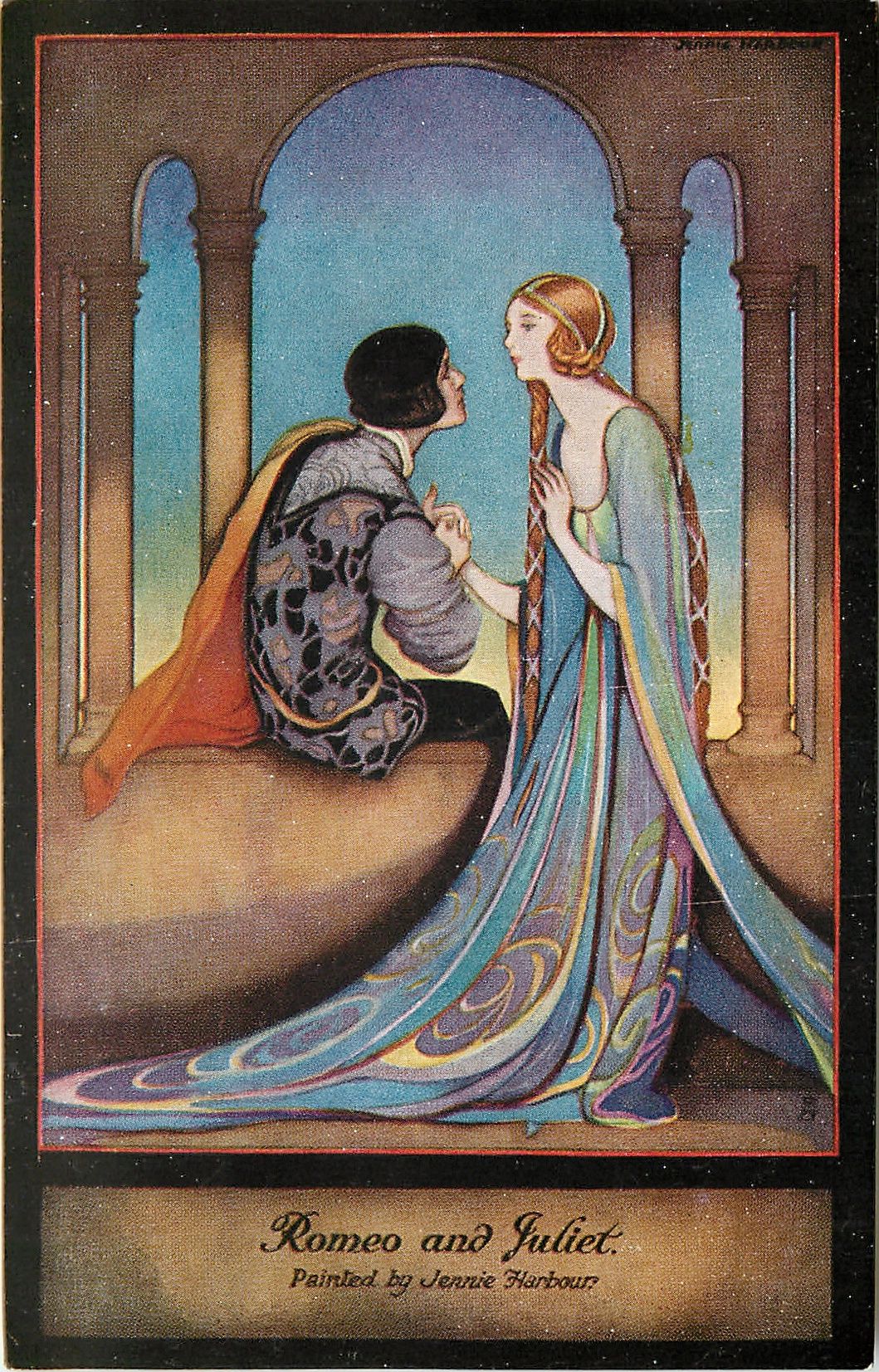 a book cover with an image of a man and woman in medieval dress talking - Wie Zijn Romeo En Julia