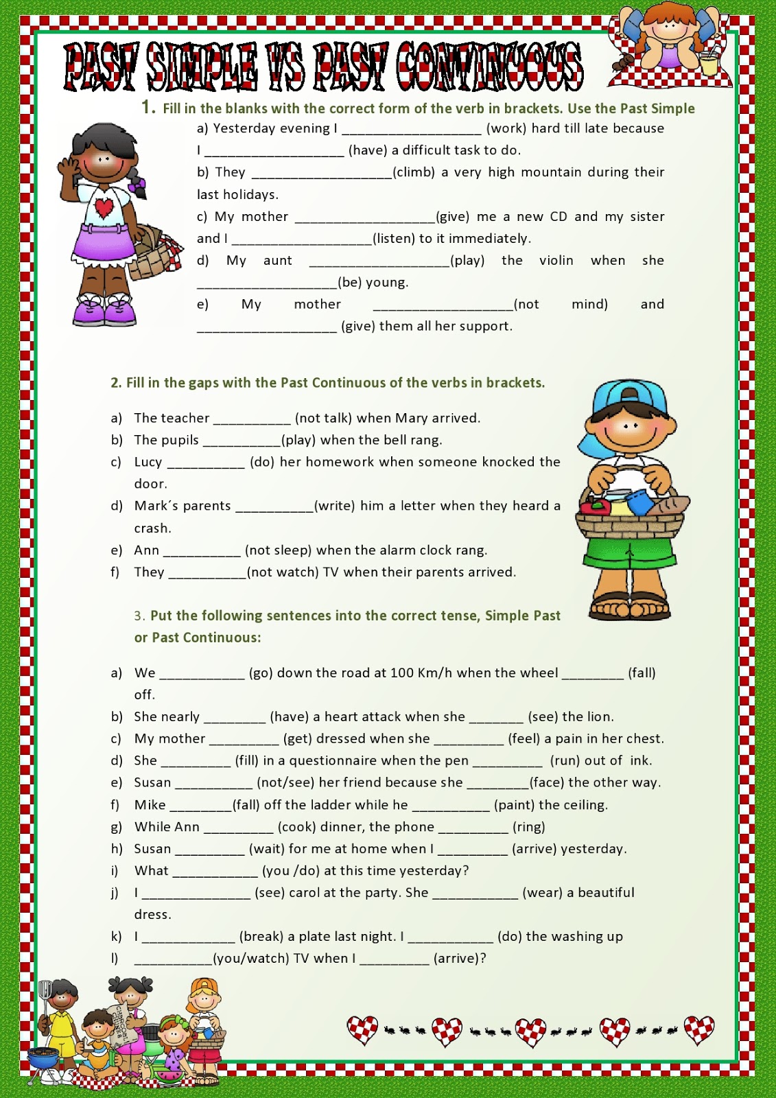 A+ Excellent : Practice Simple Past tense vs Past Continuous tense - Past Simple Vs Continuous Exercises