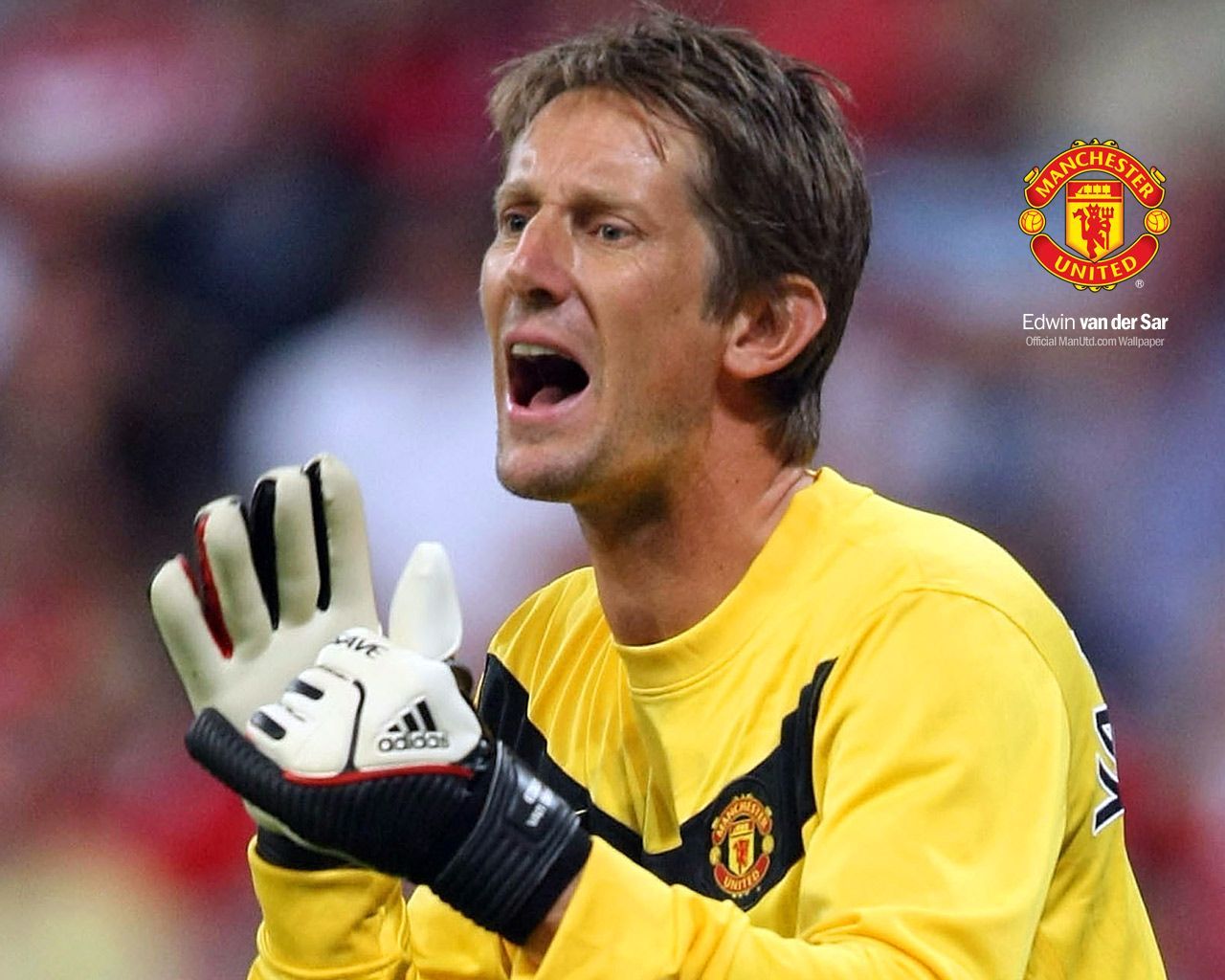 a man with his mouth wide open wearing gloves - Edwin Van Der Sar Nederlands Elftal