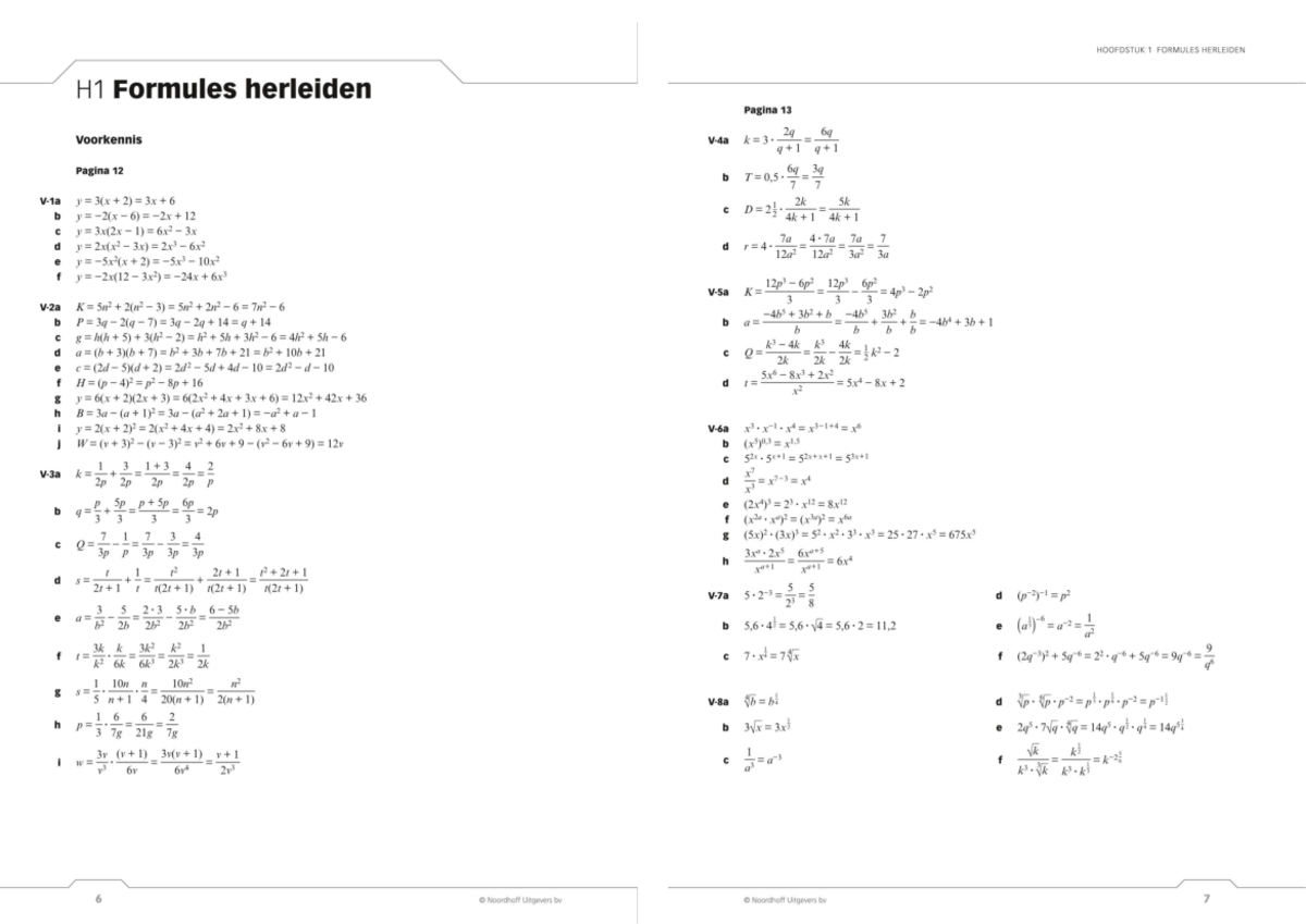 A5 wis A h1 Formules herleiden Uitwerkingen - Healthcare - Studeersnel - Formules Herleiden Wiskunde A Havo 5
