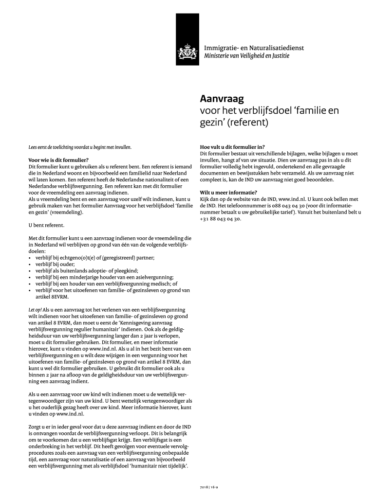 Aanvraag Voor Het Verblijfsdoel Familie En Gezin Referent