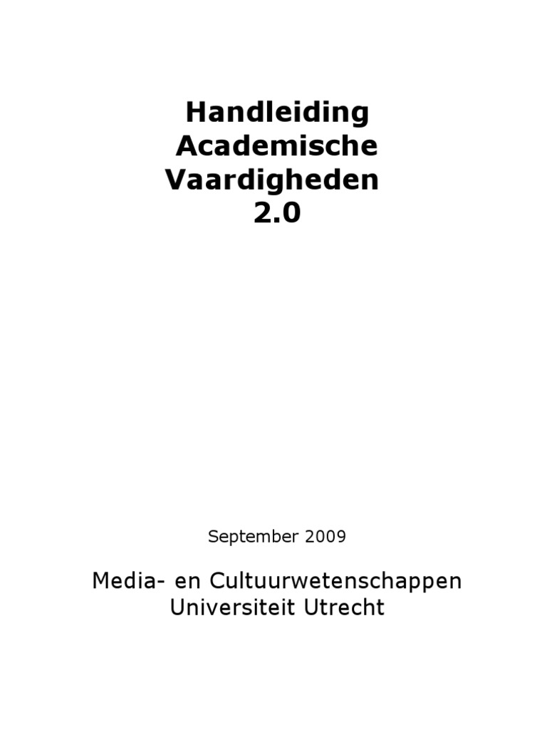 Academische Vaardigheden Voor Interdisciplinaire Studies Pdf