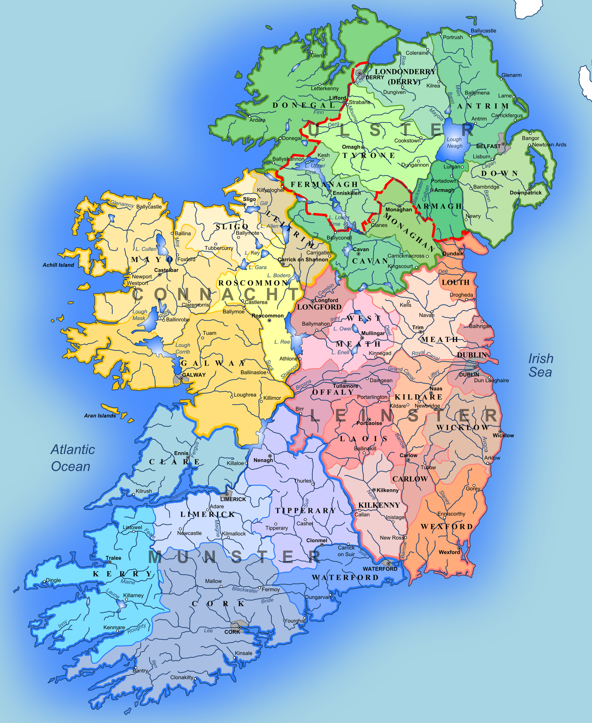 Administrative map of Ireland. Ireland administrative map | Vidiani.com - Is Noord Ierland Een Land