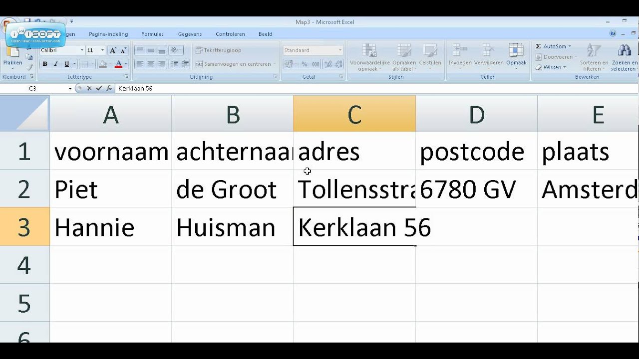 Adreslijst maken in Excel - YouTube - Zoek Naam Op Adres Postcode