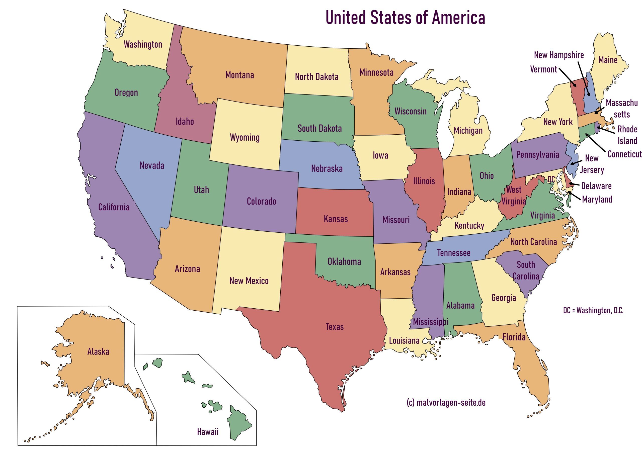 AEBetako mapa bikaina estatuekin doan - Rode En Blauwe Staten Amerika
