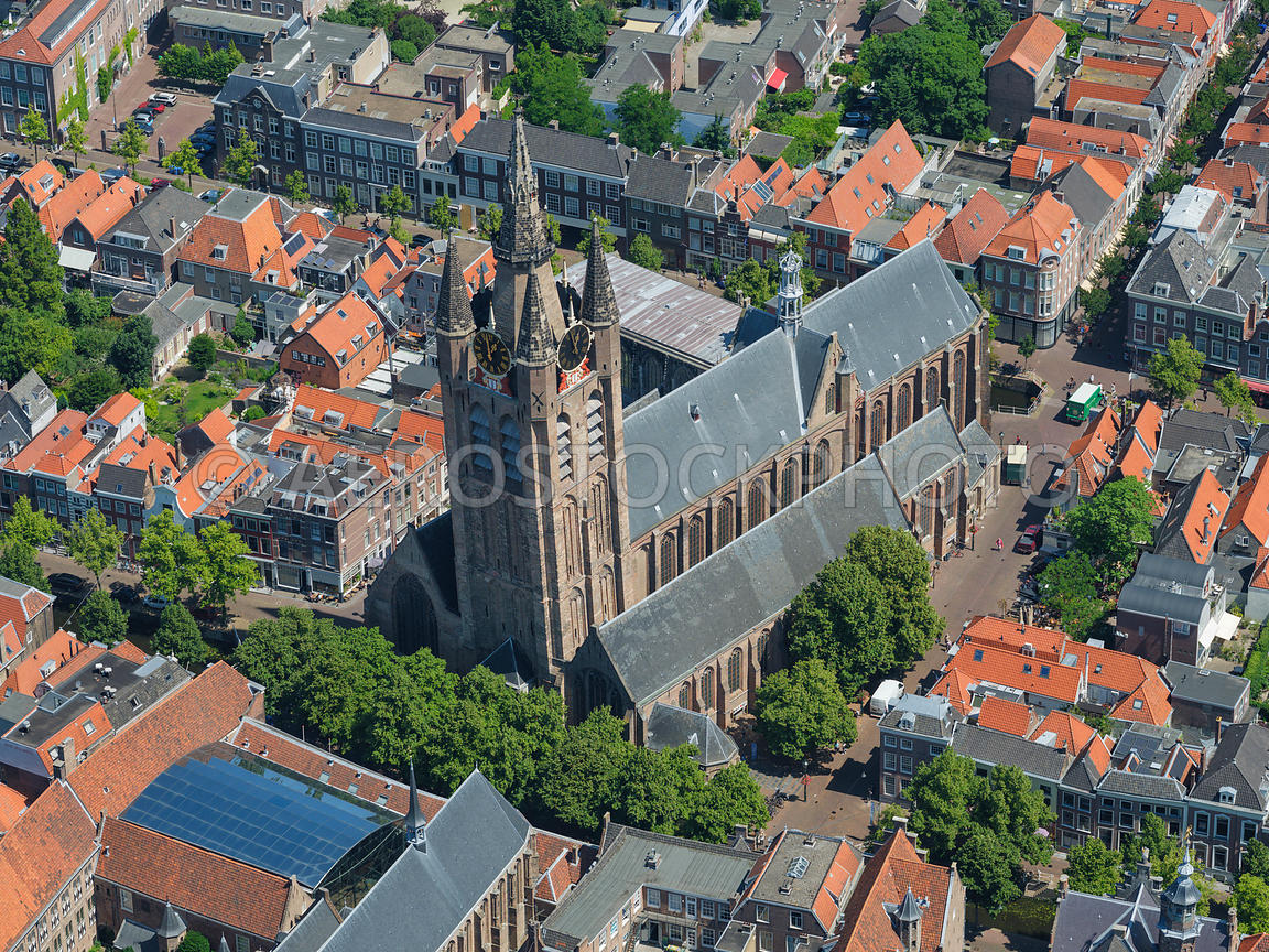 aerial view Delft, the Oude Kerk or the Oude Jan, Scheve Jan is the - Oude Jan Delft Kerk