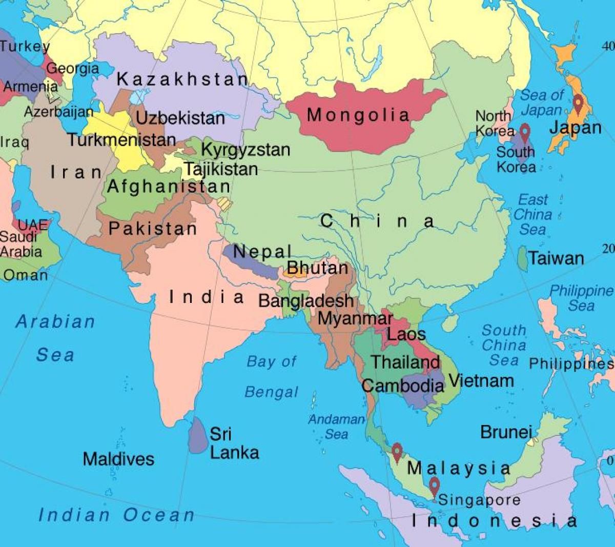 Afbeeldingsresultaat voor kaart azie | Géographie, Carte mondial, Carte - Hoeveel Landen Zijn Er In Azie