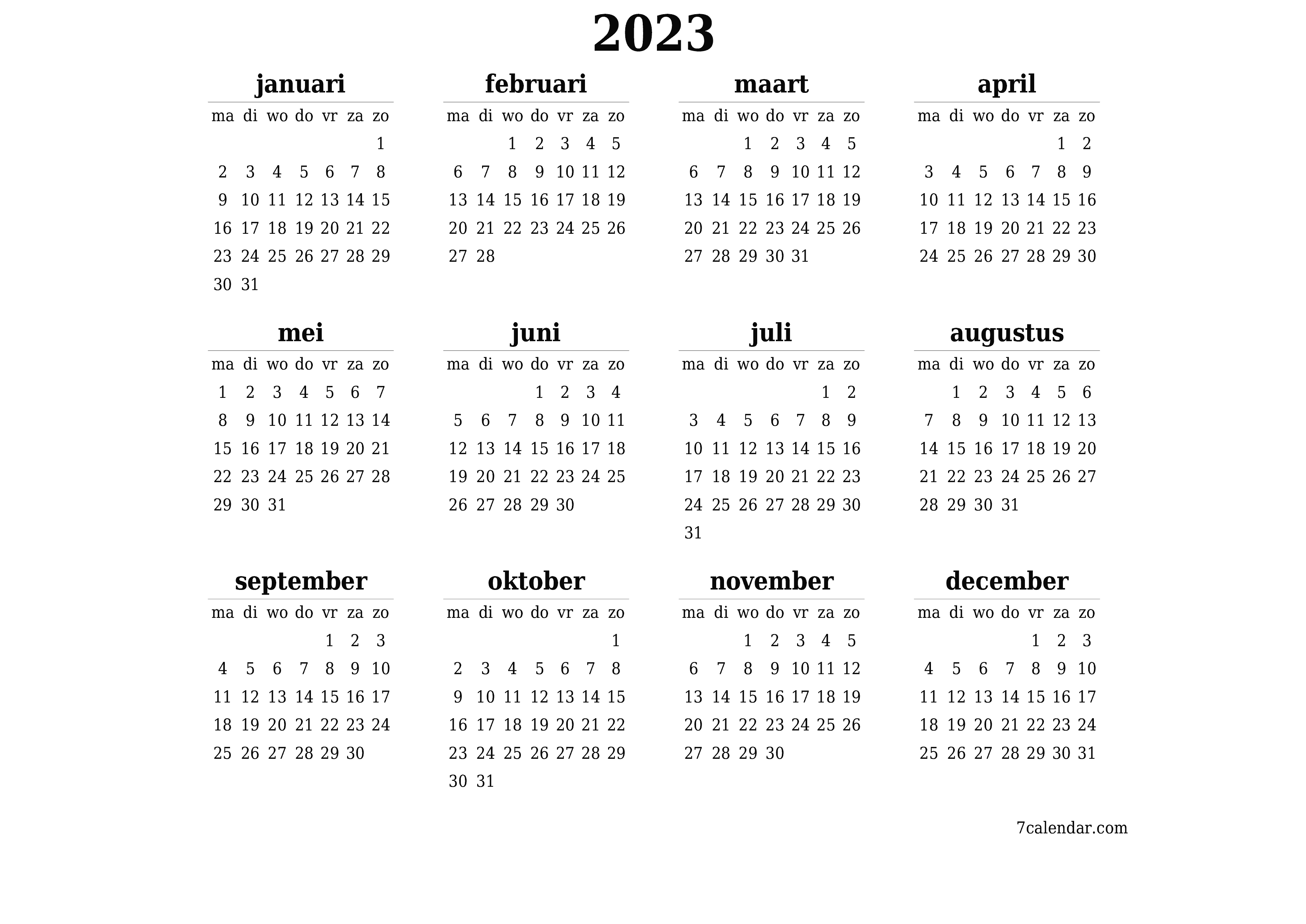 Afdrukbare kalenders en planners voor het jaar 2023, 2024, 2025, 2026 - Hoeveel Weken In Een Jaar 2023