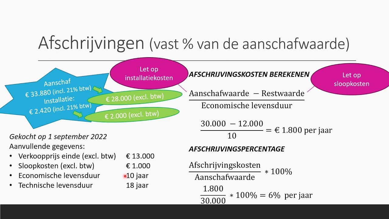 Afschrijvingen | Bedrijfseconomie | havo + vwo - YouTube - Restwaarde Auto Berekenen Over 5 Jaar