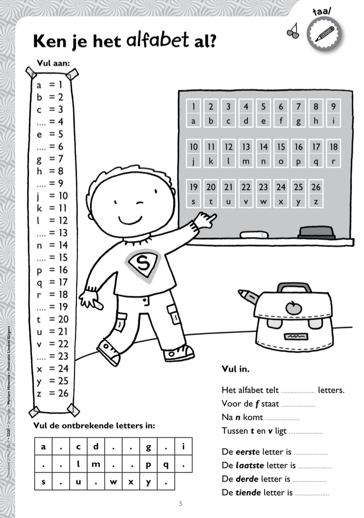 Alfabet werkbladen, Alfabet spelletjes, Taal - Spelling Oefenen Groep 5 Werkbladen