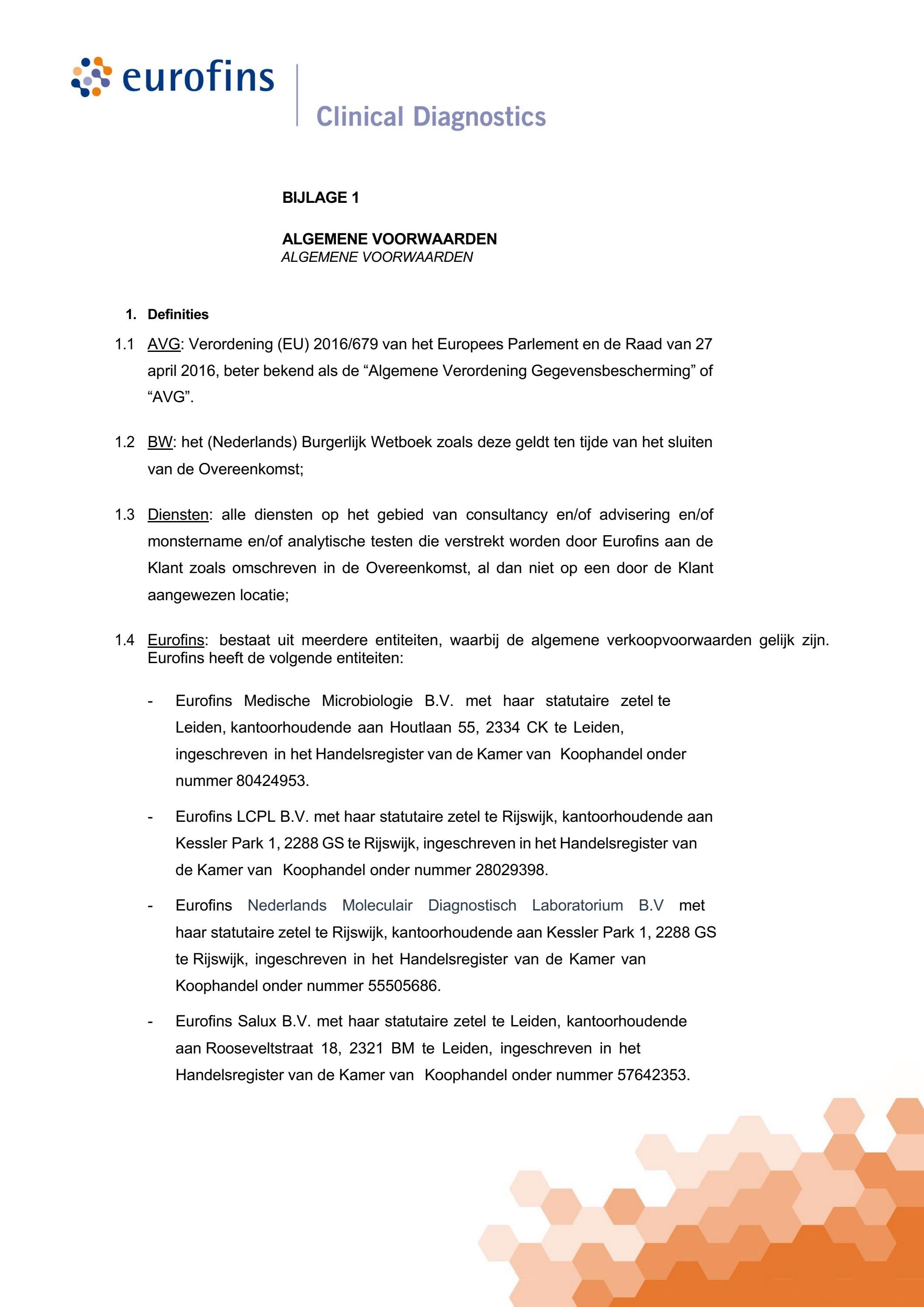 Algemene leveringsvoorwaarden - Eurofins Clinical Diagnostics by - Algemene Leveringsvoorwaarden Installerende Bedrijven 2007