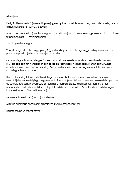 Algemene Volmacht - Verschil Tussen Volmacht En Machtiging