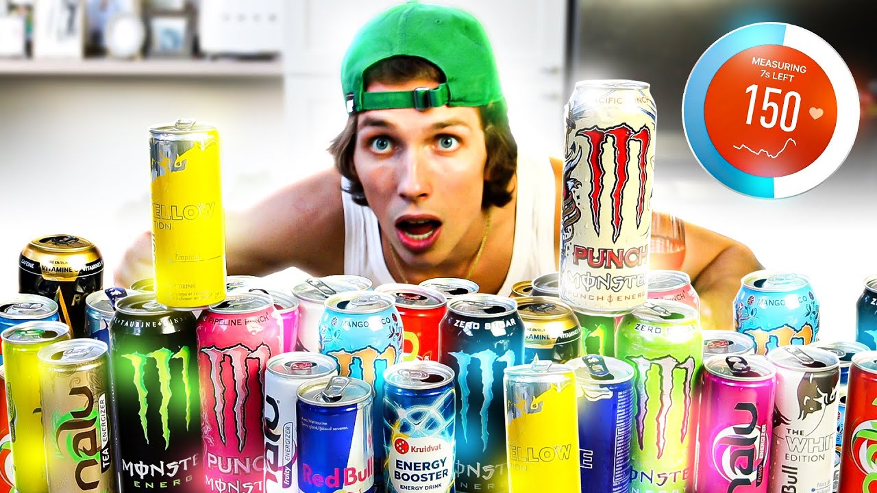 ALLE ENERGY DRANKJES DRINKEN + *HARTSLAGMETER* - YouTube - Wat Zit Er In Energiedrank