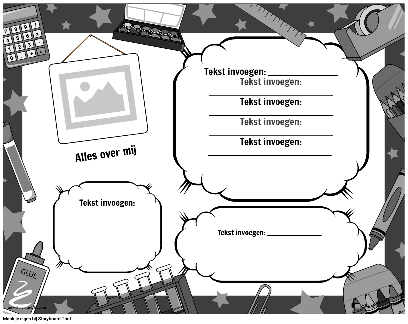Alles Over mij Afdrukbare Poster Zwart-wit Storyboard - Welk Vakkenpakket Past Bij Mij