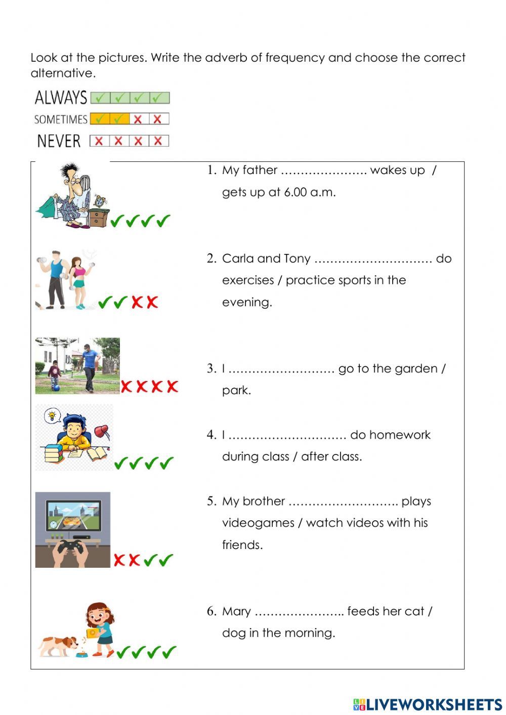 Always sometimes never online activity | Worksheets, Adverbs - Never Mind I'll Find Someone Like You