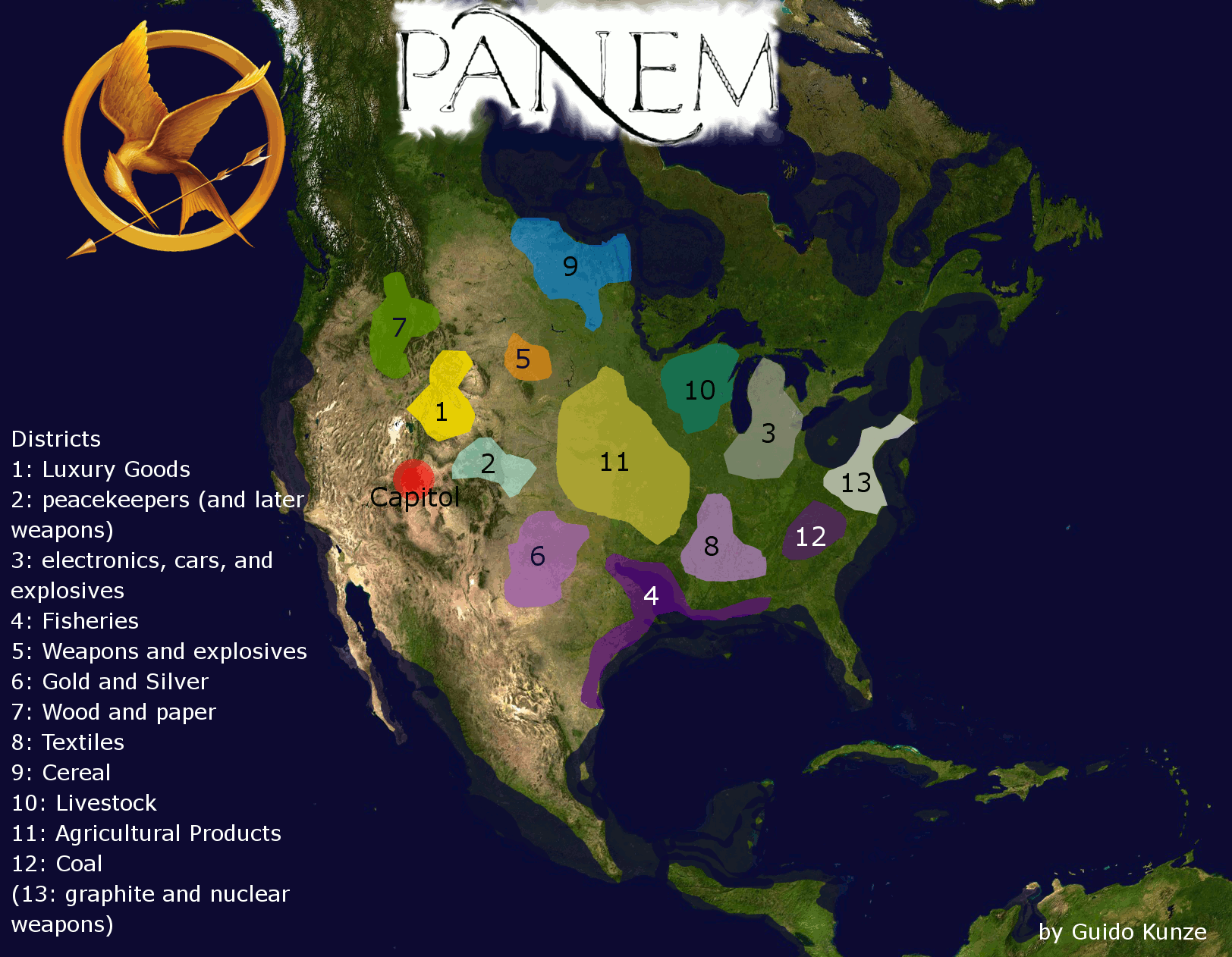an image of the map of the united states with names and numbers in each - In Welk Jaar Speelt De Hunger Games Zich Af
