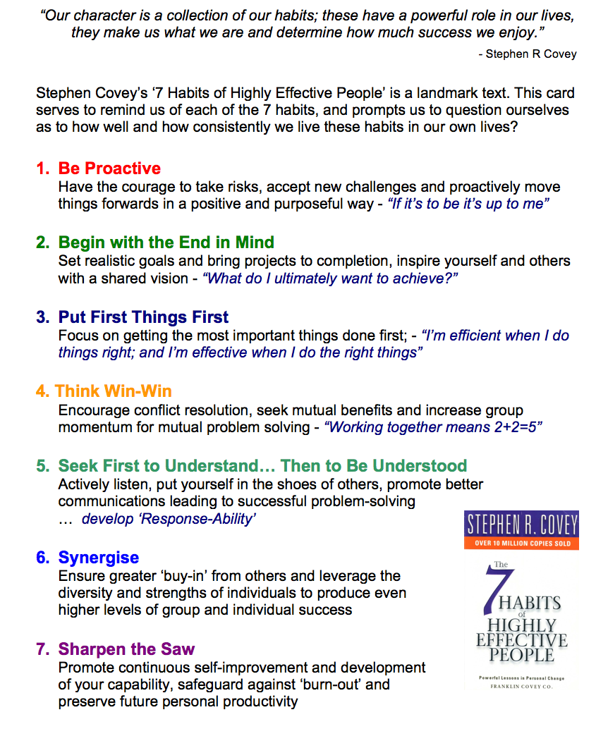 an info sheet describing the different types of people who are involved - Seven Habits Of Effective Peoples