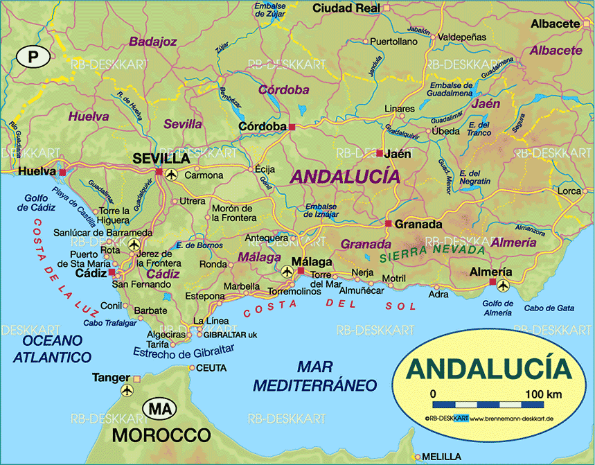 Andalusien Karte Costa Del Sol - Waar Ligt Málaga Op De Kaart