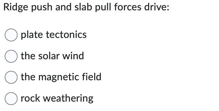 Answered: Ridge push and slab pull forces drive:… | bartleby - Ridge Push And Slab Pull