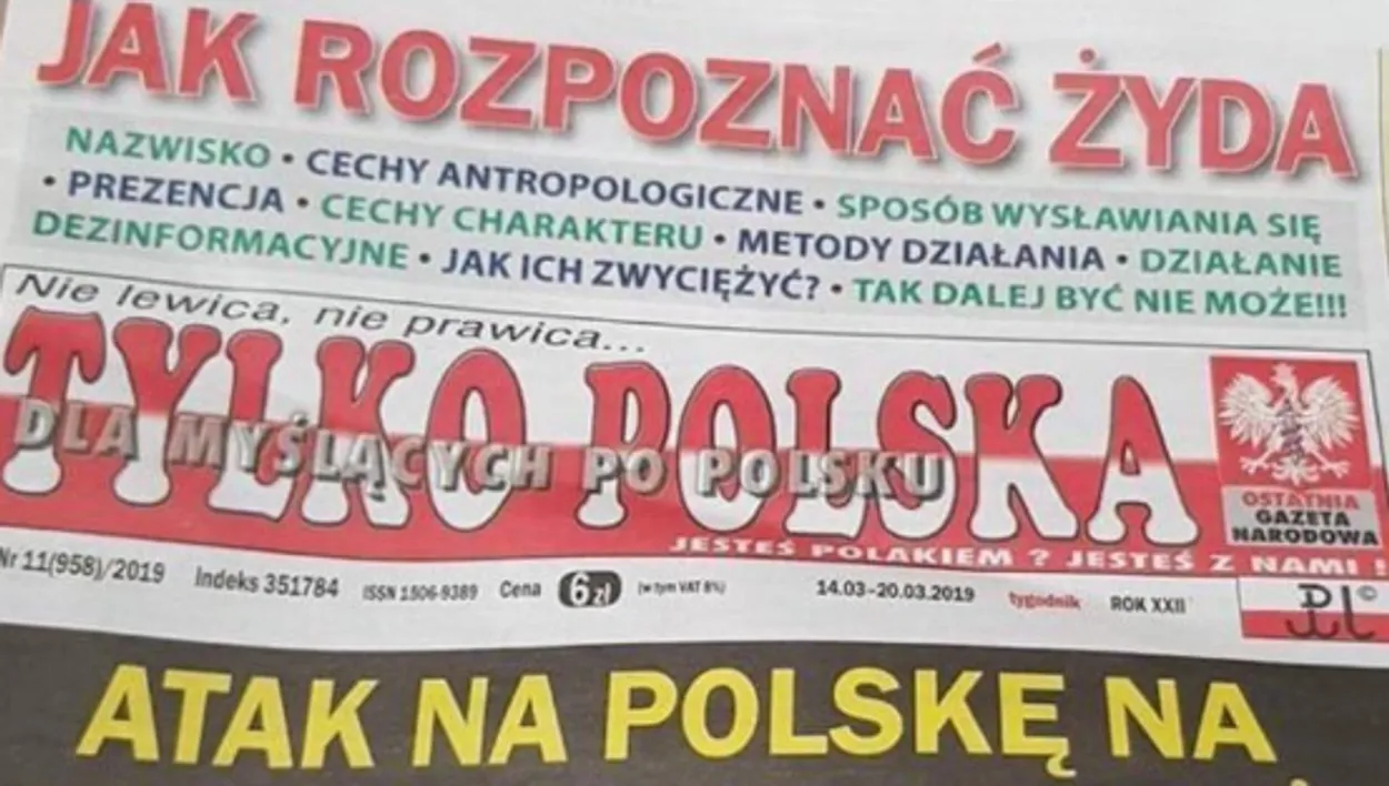 Antisemitisme op voorpagina Pools weekblad: 'Hoe herken je een Jood - Hoe Herken Je Een Jood
