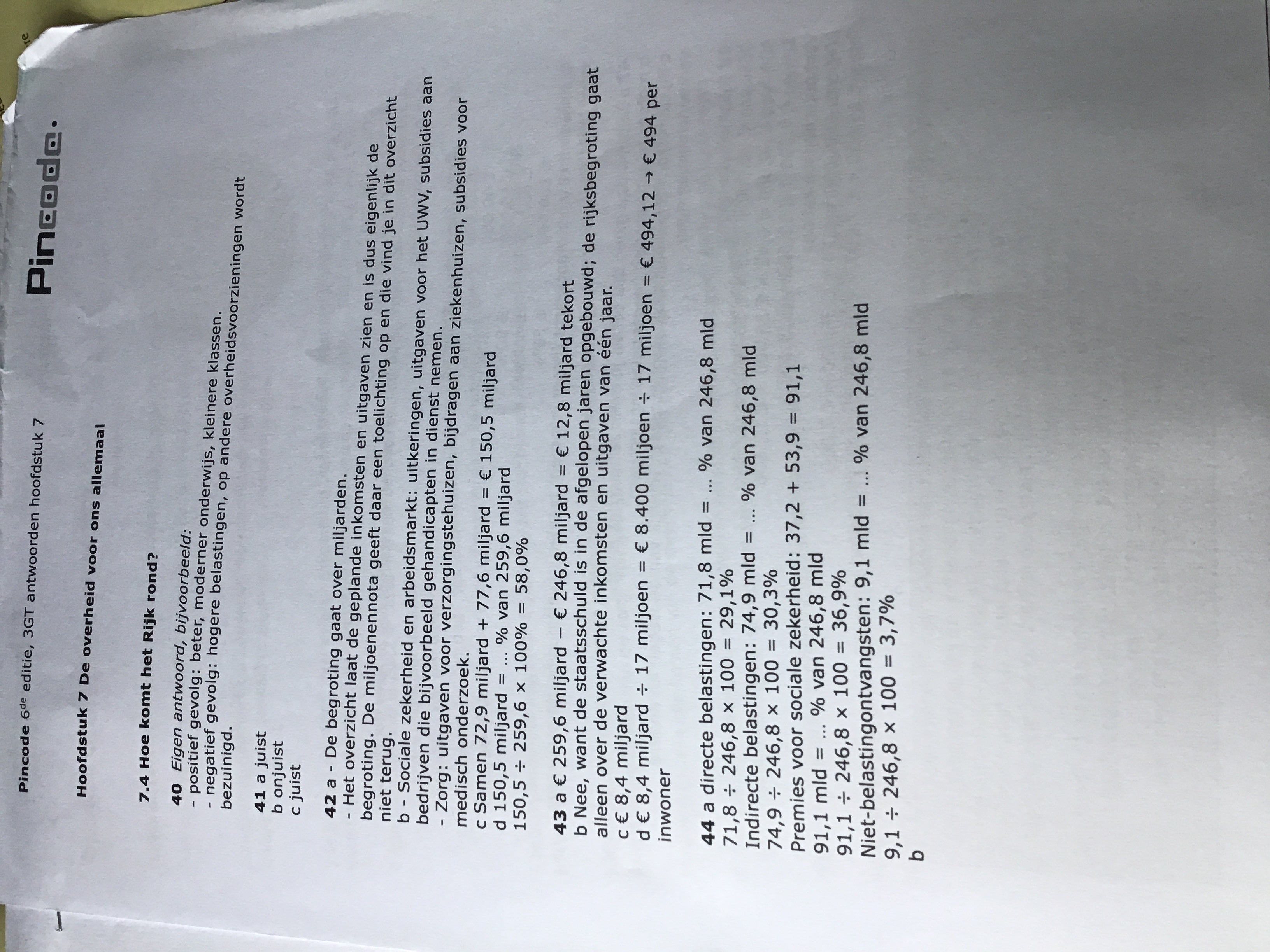 Antwoorden Economie Pincode Pincode 3 mavo 7.4 (3e klas vmbo - Nieuw Nederlands 7e Editie Antwoorden