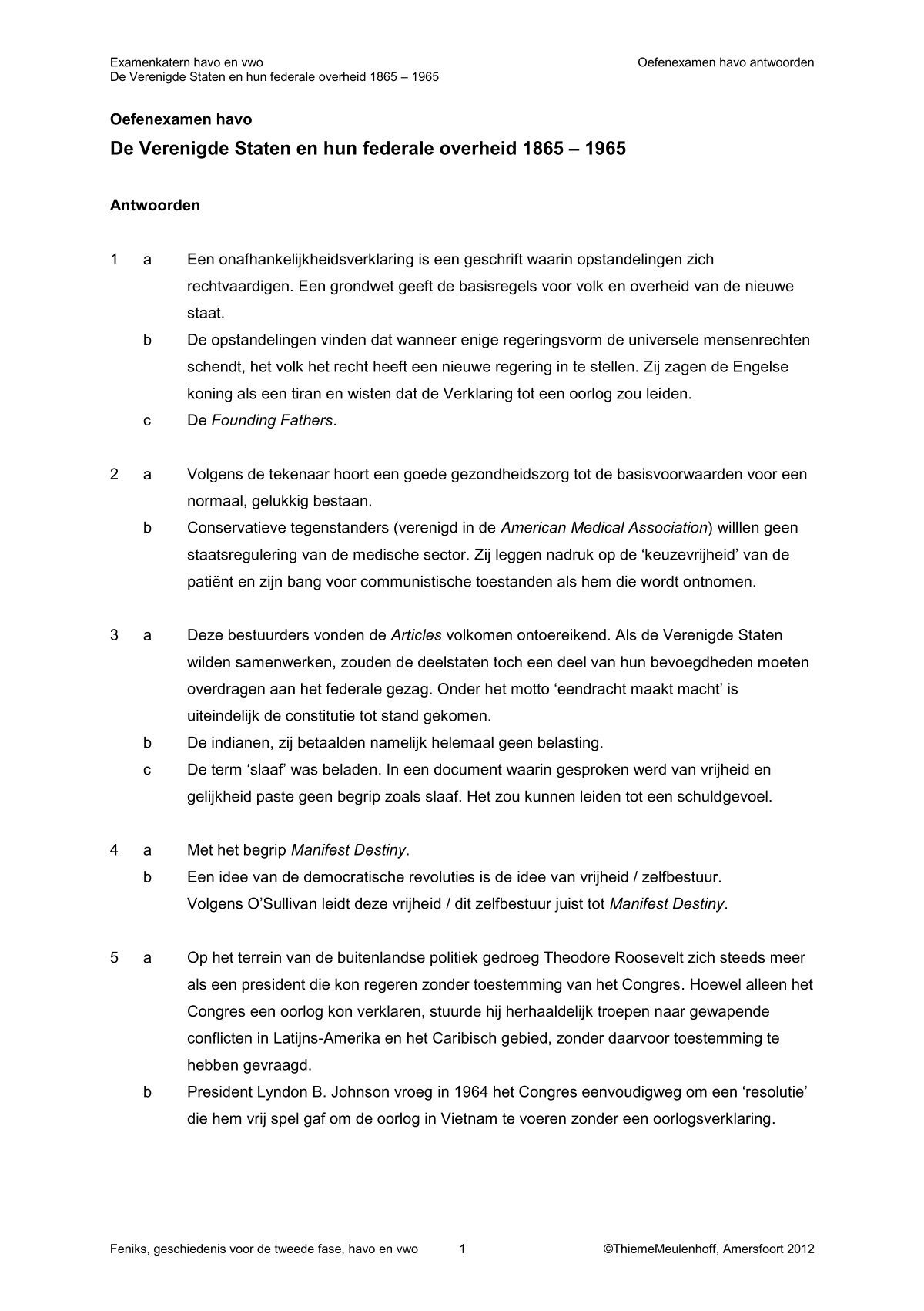 Antwoorden oefenexamen havo (pdf) - Examenkatern Geschiedenis.nl - Bvj Antwoorden Havo Vwo 1