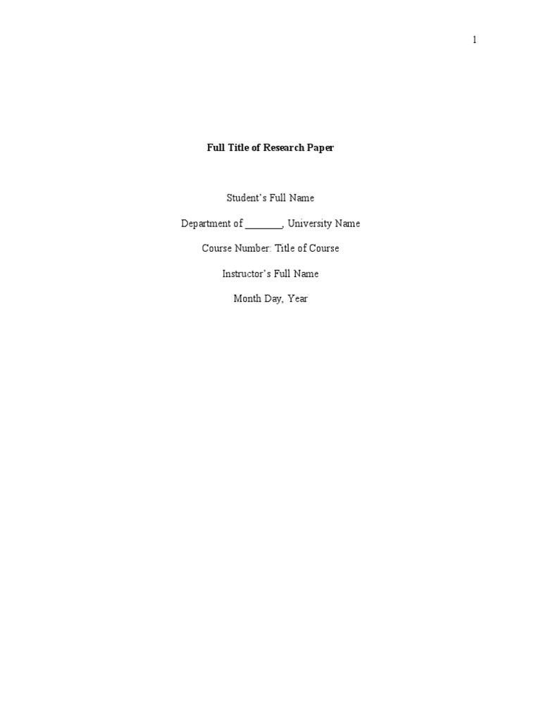 Apa 7th Student Paper Format