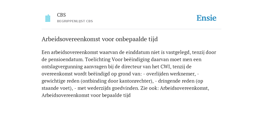 Arbeidsovereenkomst Voor Onbepaalde Tijd Voorbeeld
